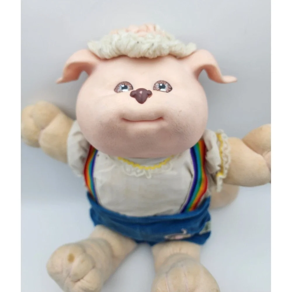 Koosas Cabbage Patch‎ Dog Vintage 1985 Coleco Teal Elephant Rainbow Overalls